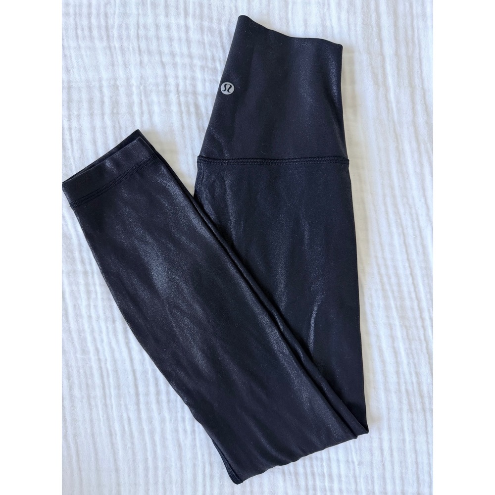 Lululemon Align High-Rise Pant 28 Shine Black Metallic Leggings Size 0